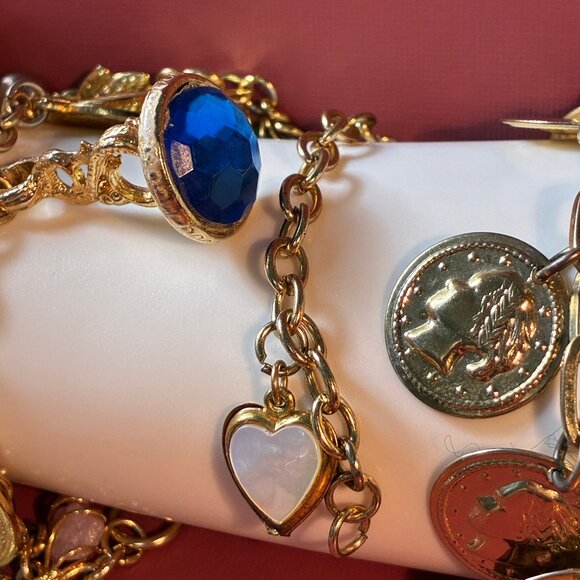 Vintage Bracelets Lot Coins Gypsy comes with Earrings & Heart Locket Mini - Picture 15 of 15